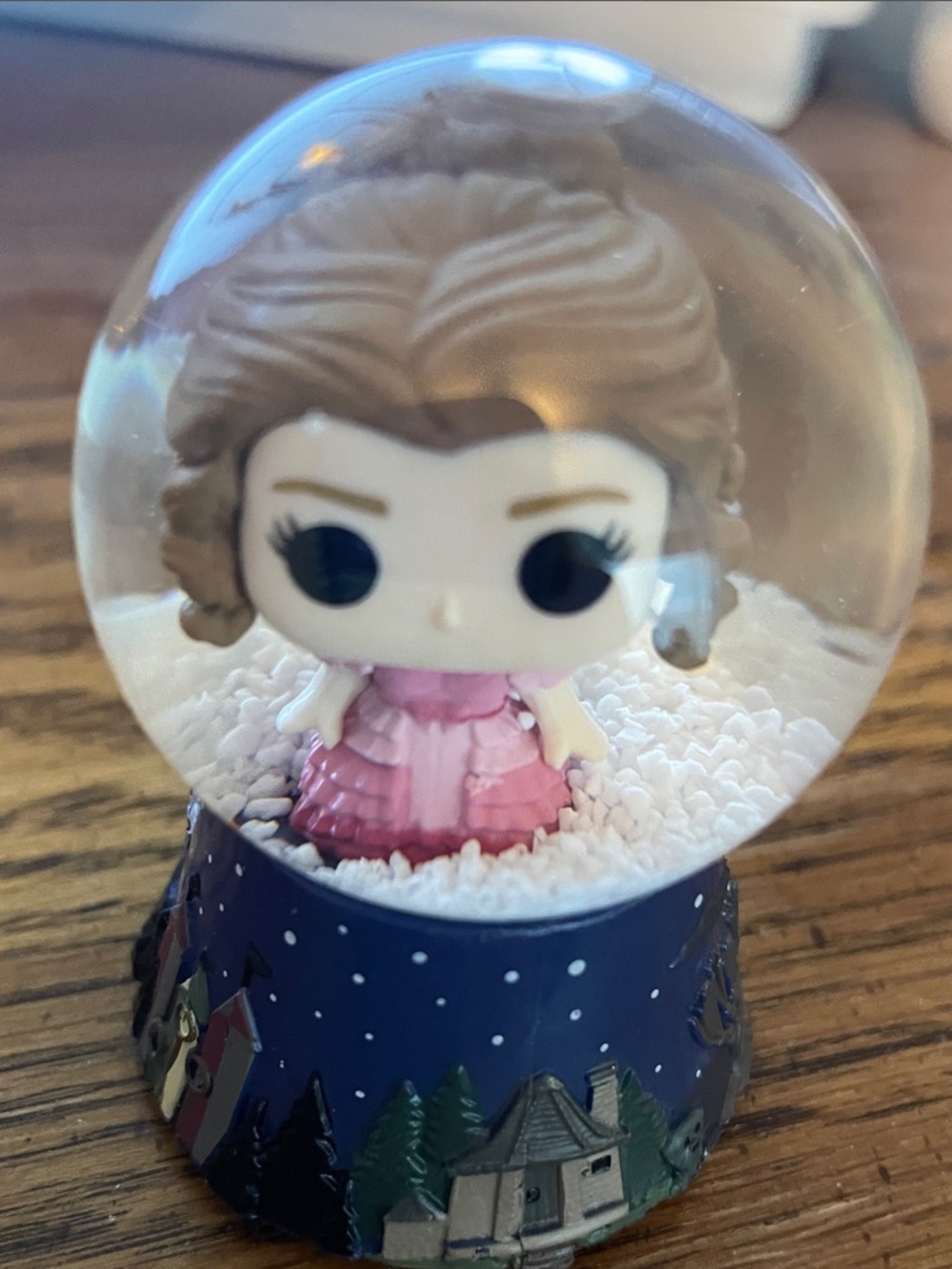 Funko Hermione Pink Dress Snow Globe Figurine with Navy Hogwarts Base